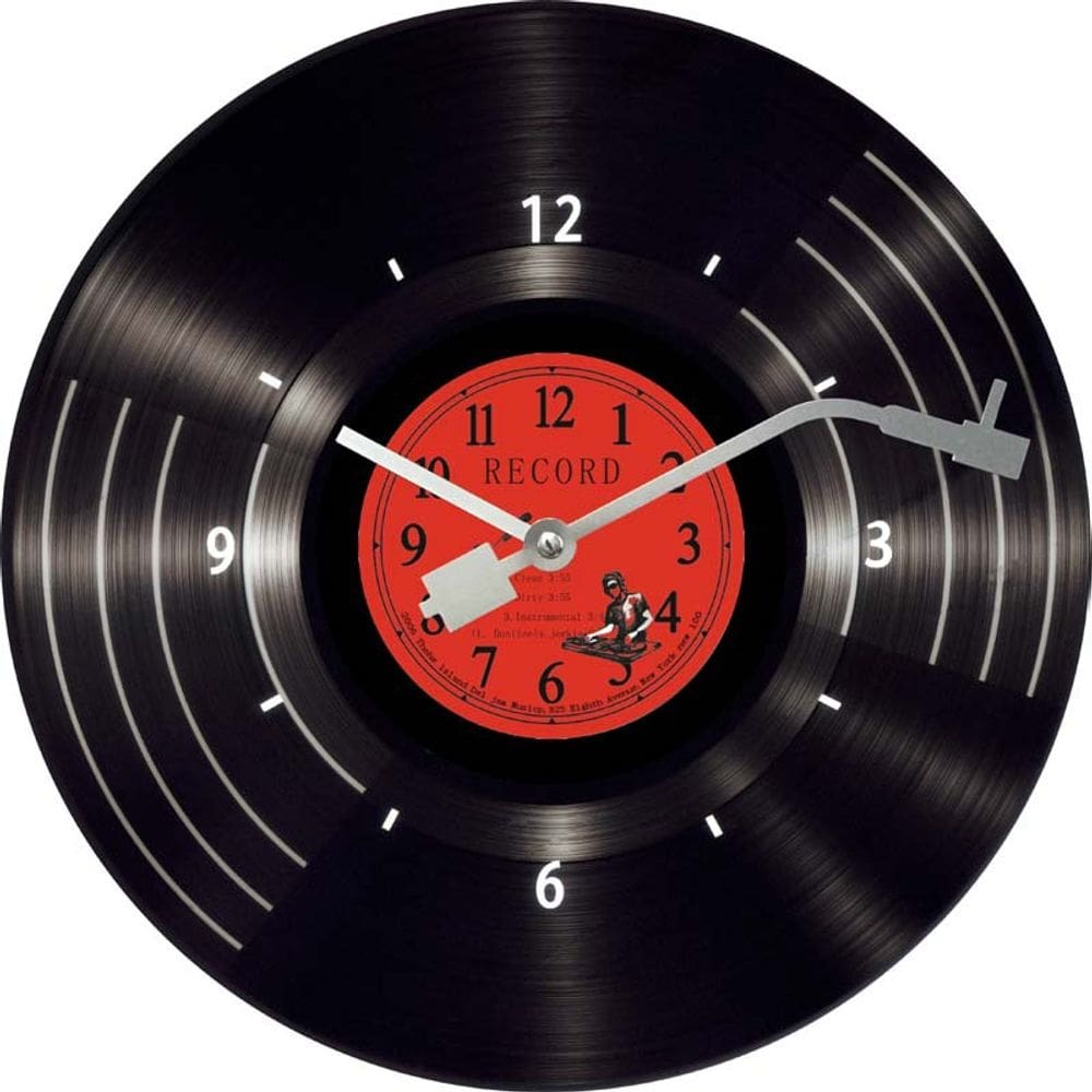 Relógio de parede, disco de vinil retrô, 30x30cm, silencioso e sem tique-taque