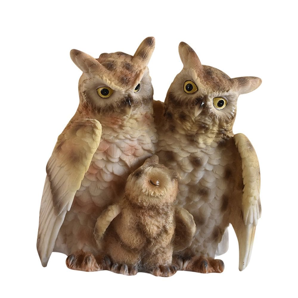 Escultura: estátua, família de corujas, resina, ornamentos de animais, 20,5 cm