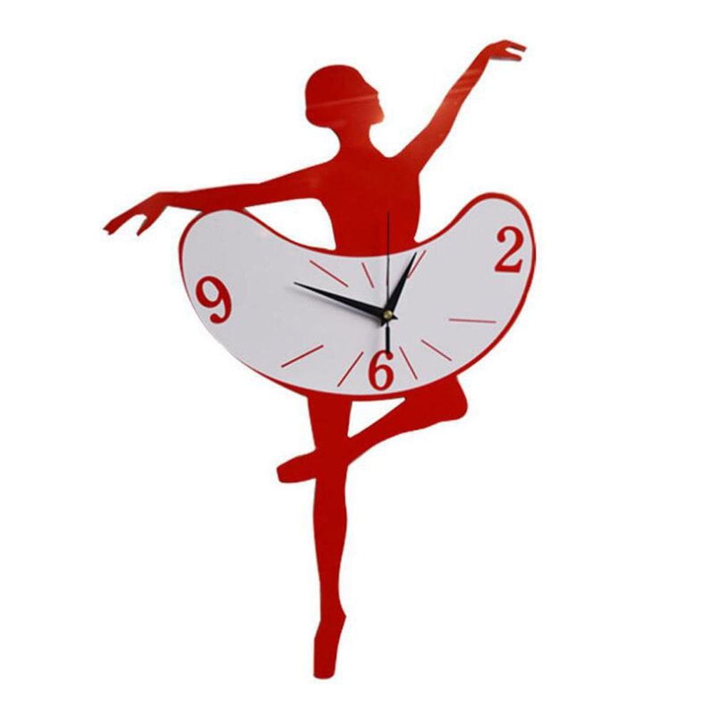 Relógio de parede Creative Ballet Dancer Non-Ticking Silent 30cm