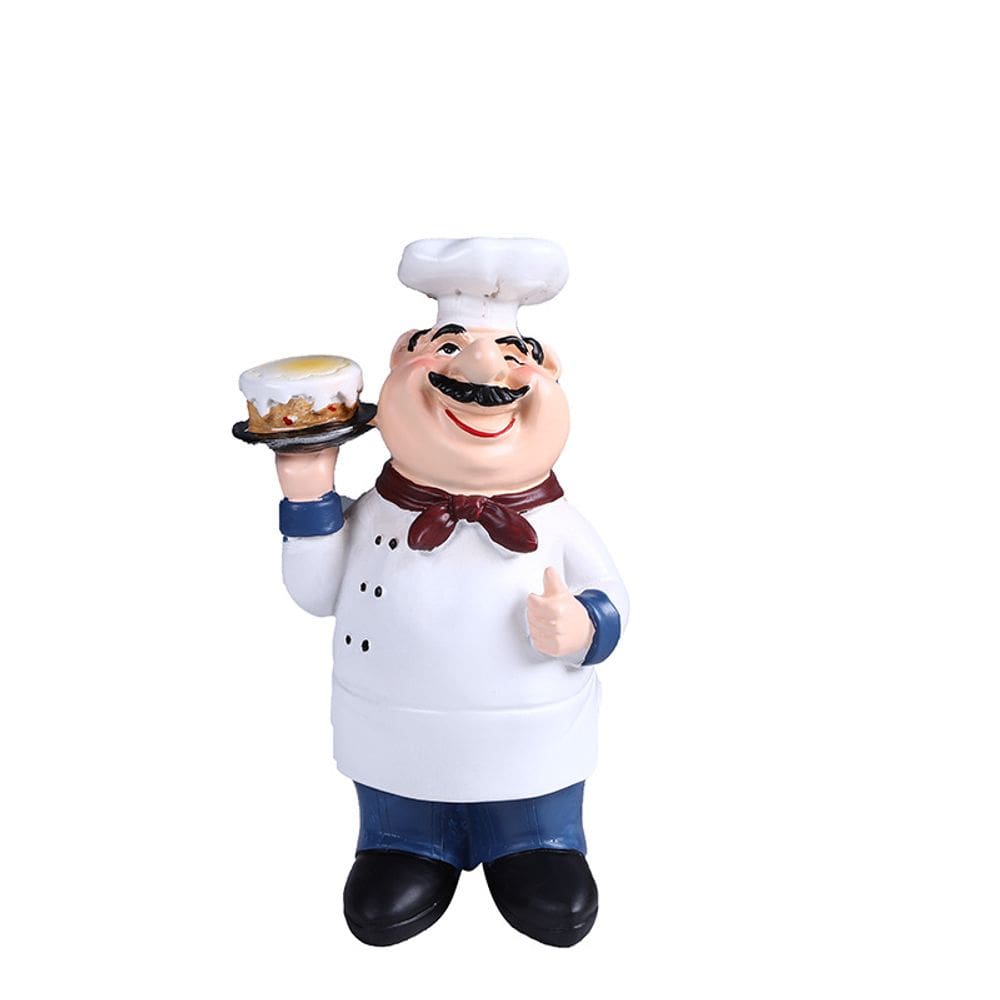 Estátua de escultura Mini Chef, resina, lindo enfeite de cozinha de 9 cm