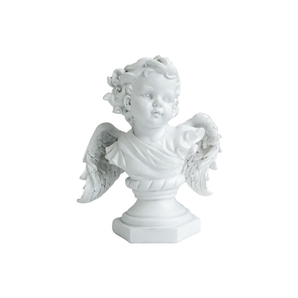 Escultura: figura de busto de anjo nórdico com asas, resina de 18 cm