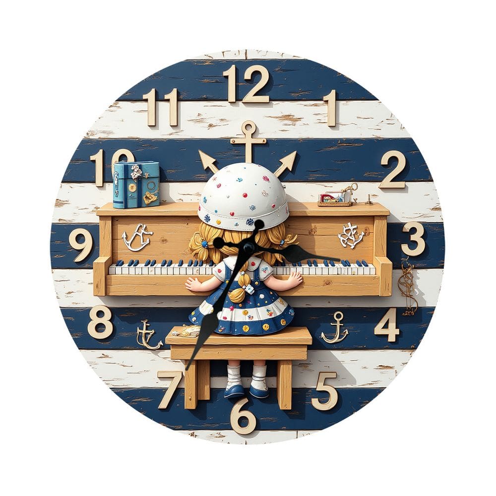 Relógio de parede Kids Nautical Girl Design Silent Non-Ticking