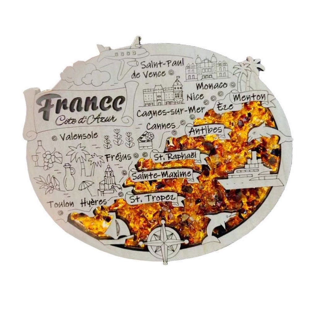 Ímã de geladeira 3D France Côte d`Azur Resina de lembrança vintage