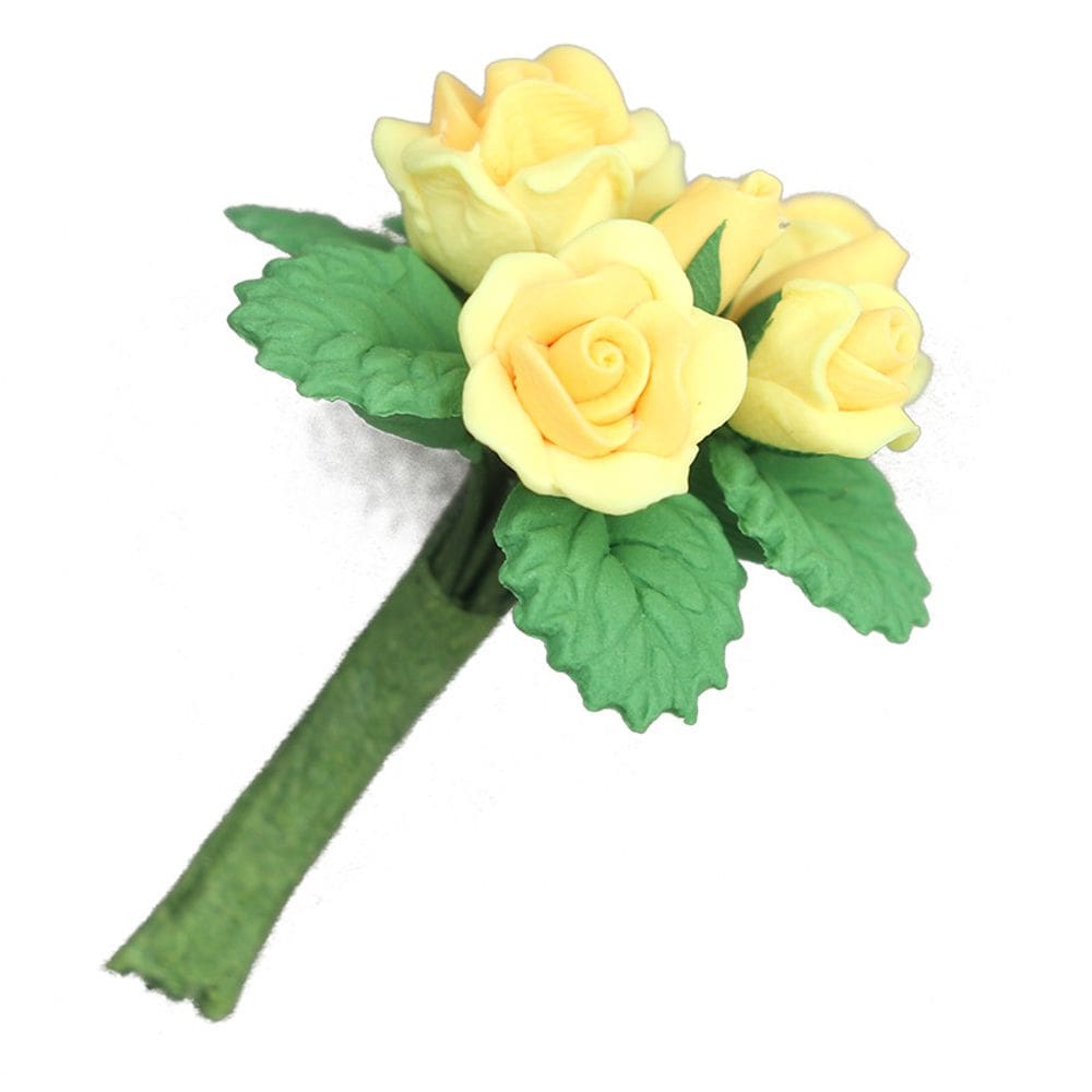 Buquê de rosas amarelas em miniatura Dollhouse em escala 1:12