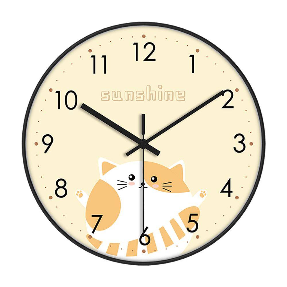 Relógio de parede Cute Cat Design Non-Ticking Silent Quartz