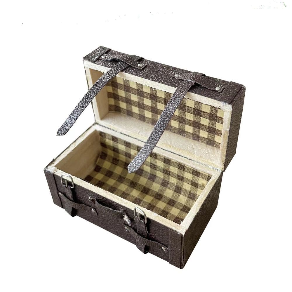 Móveis de casa de bonecas, baú retrô, escala 1:12 em estilo vintage