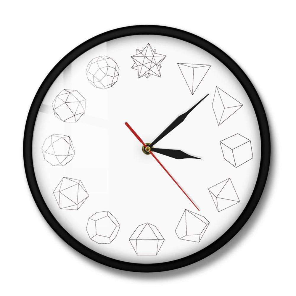 Relógio de parede com design geométrico Sile 35x34cm Plástico preto/branco