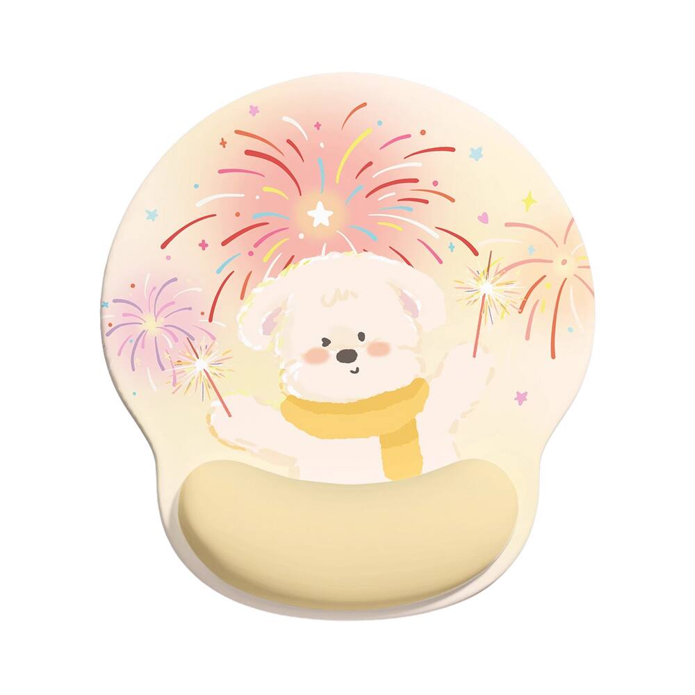 Mousepad de descanso de pulso Cute Dog Fireworks & Celebr 188x227mm