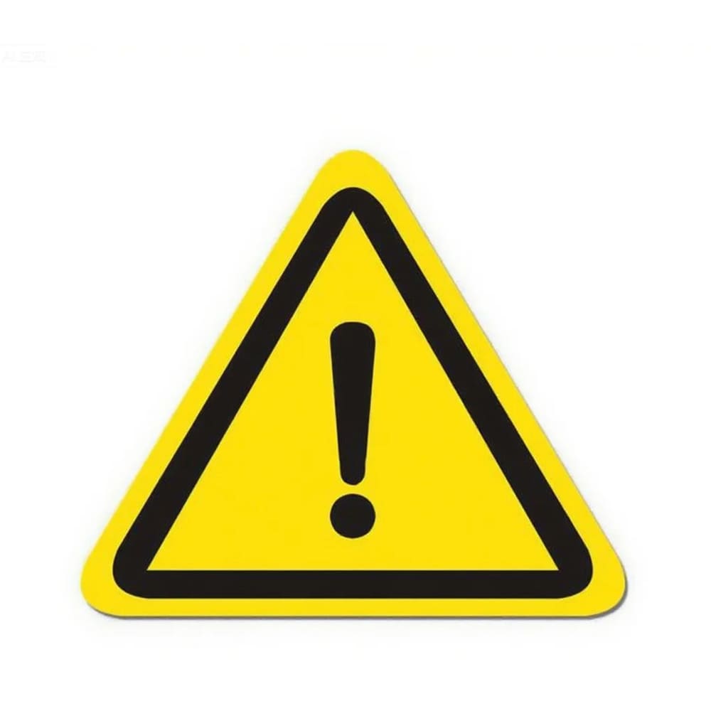 Sinal de aviso de cuidado: triângulo amarelo, exclamação: 10x10cm