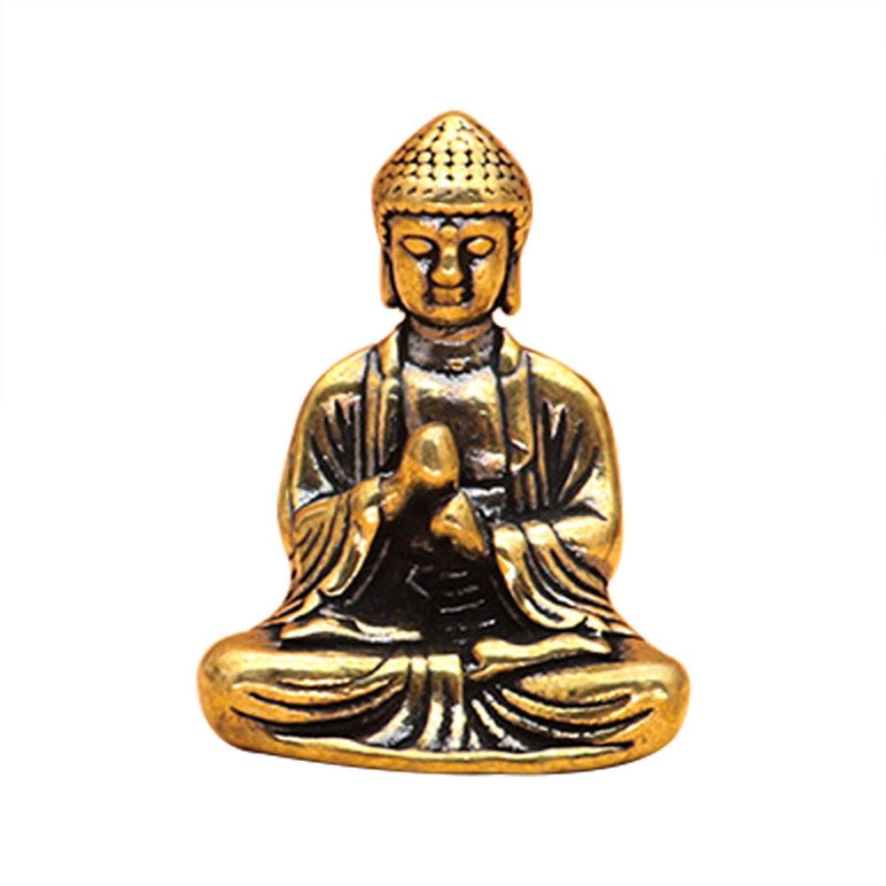 Escultura Mini estátua de Buda Rulai em latão 23x30mm 21g