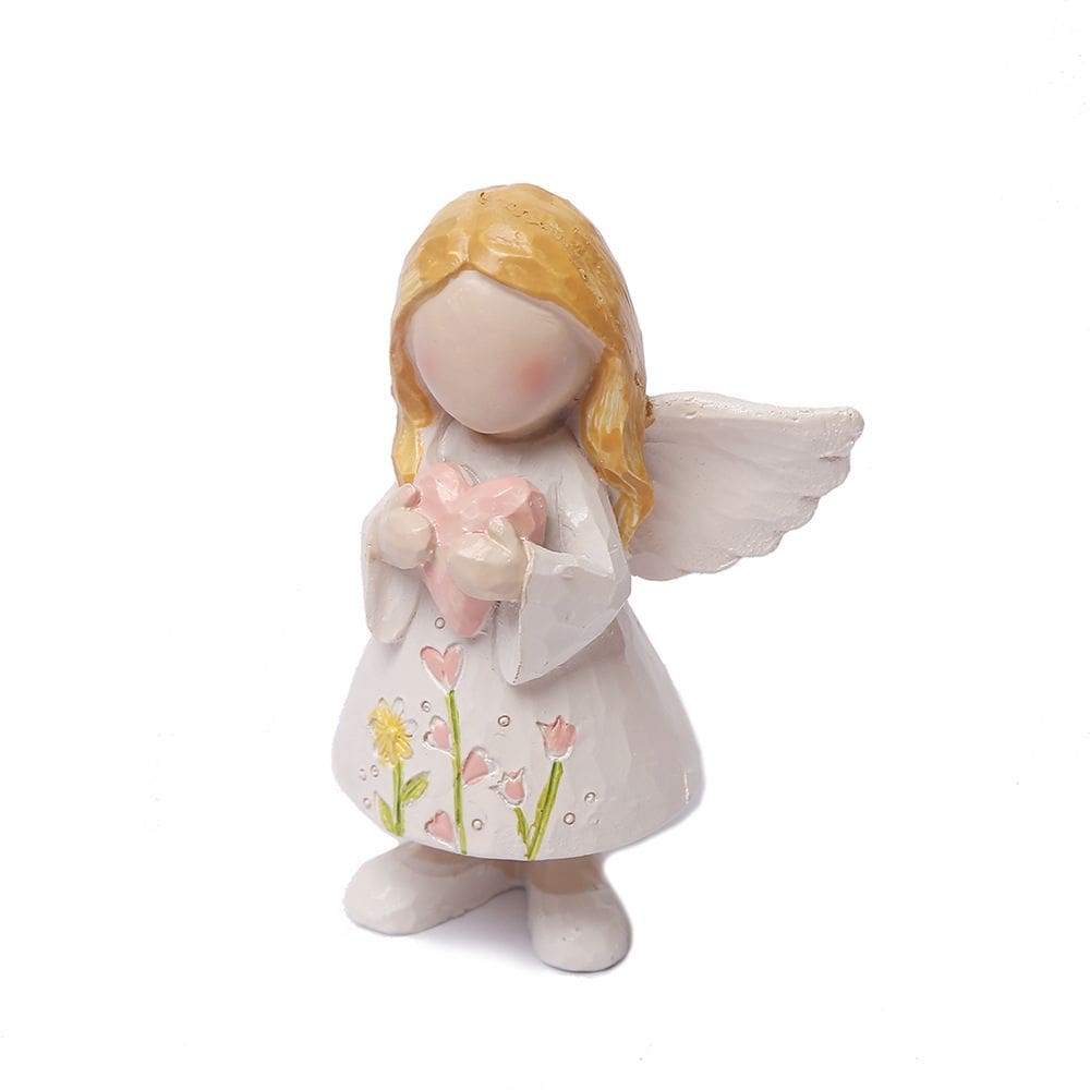 Estatuetas de resina Angel Holding Heart 9,5 cm - Resina sintética