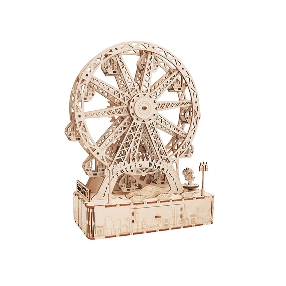 Kit de quebra-cabeça Music Box 3D Wooden Ferris Wheel DIY com música