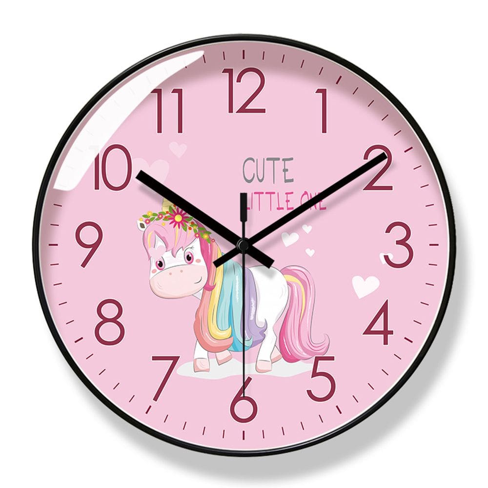 Relógio de parede Cute Unicorn Silent Non-Ticking, plástico de 30 cm