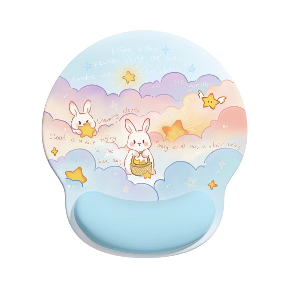 Mouse pad de suporte de pulso Cute Rabbit and Star Design