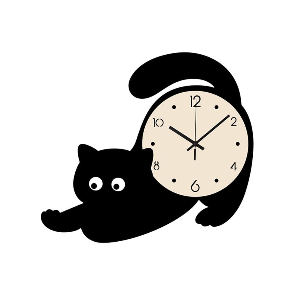 Relógio de parede Creative Cat Design 30 cm silencioso sem tique-taque