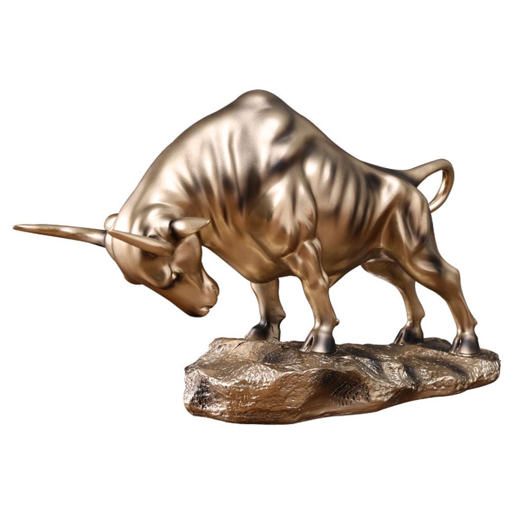 Estátua de animal Sculpture Charging Bull Resin 33 cm metálica