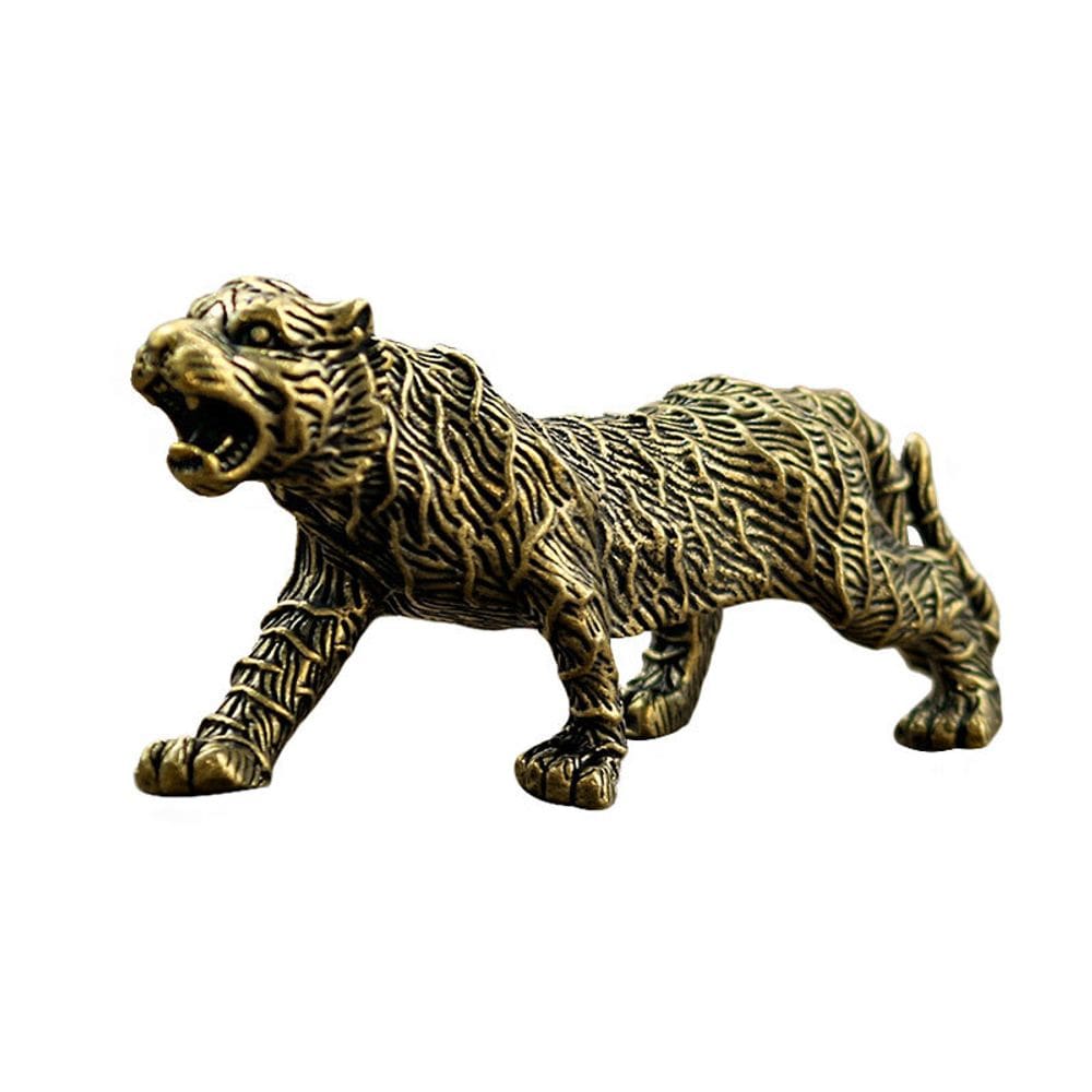 Estátua de escultura em latão sólido, tigre, cobre, 9x4,3 cm, 162g