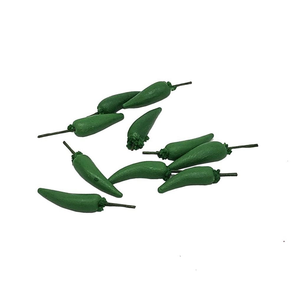 Mobiliário de casa de bonecas em miniatura, conjunto de pimentões verdes, 10 unidades