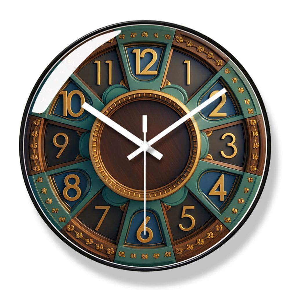 Relógio de parede com design europeu vintage de 30 cm silencioso e sem tique-taque