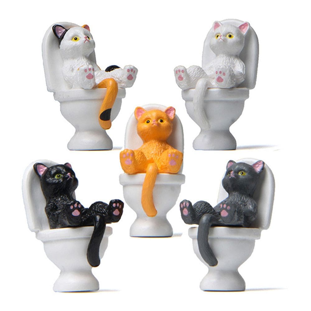 Ímãs de geladeira, 5 unidades, gatos engraçados, resina 3D, gatos no banheiro
