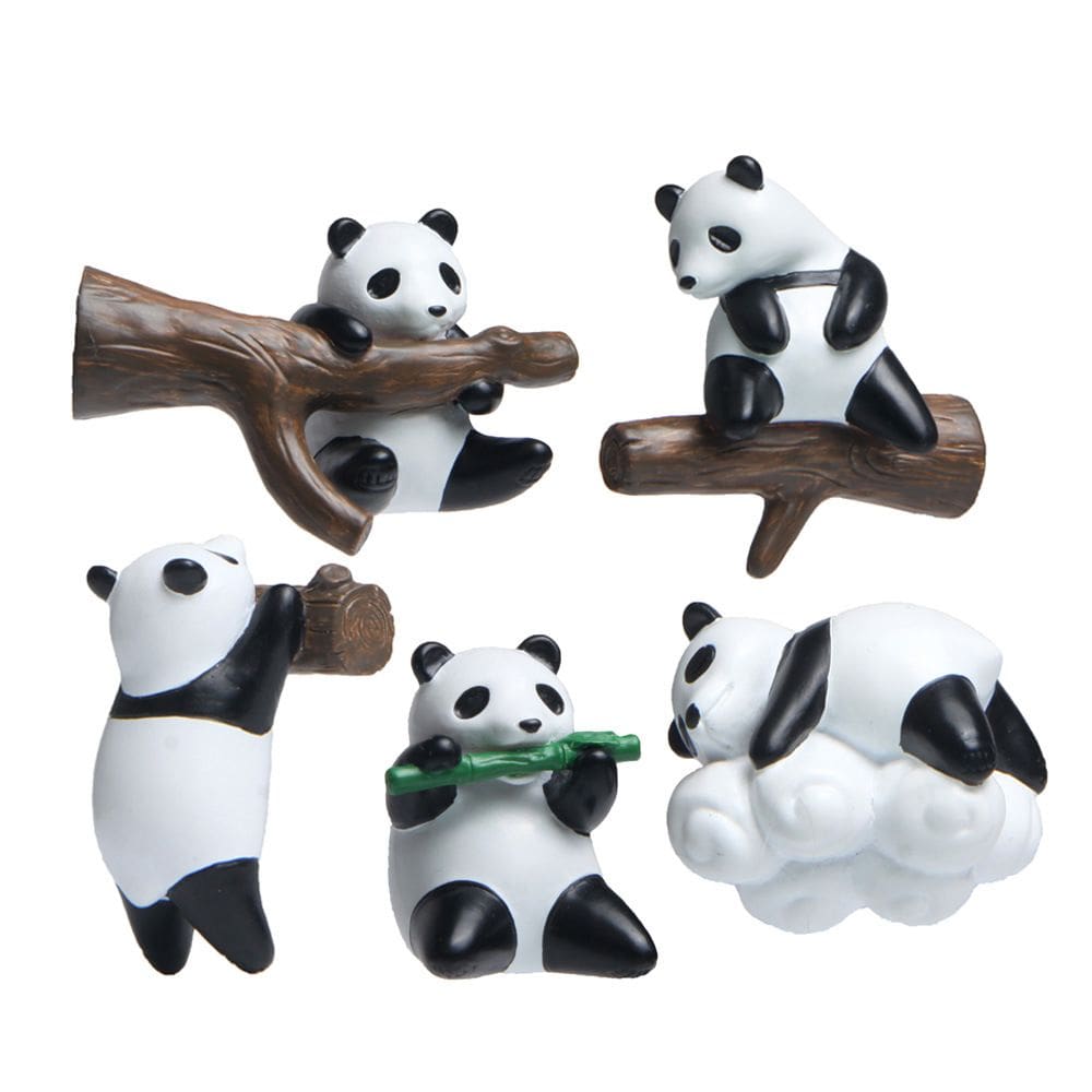 Conjunto de ímãs de geladeira Cute Panda 3D Resin Refrigerator, 5 unidades