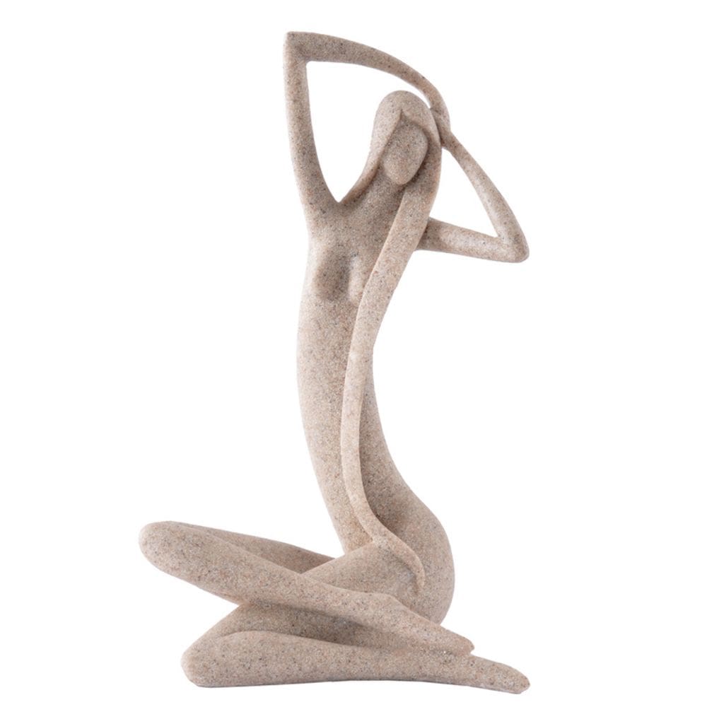 Escultura: Figura, cabelo comprido, arenito feminino, decoração de 20 cm