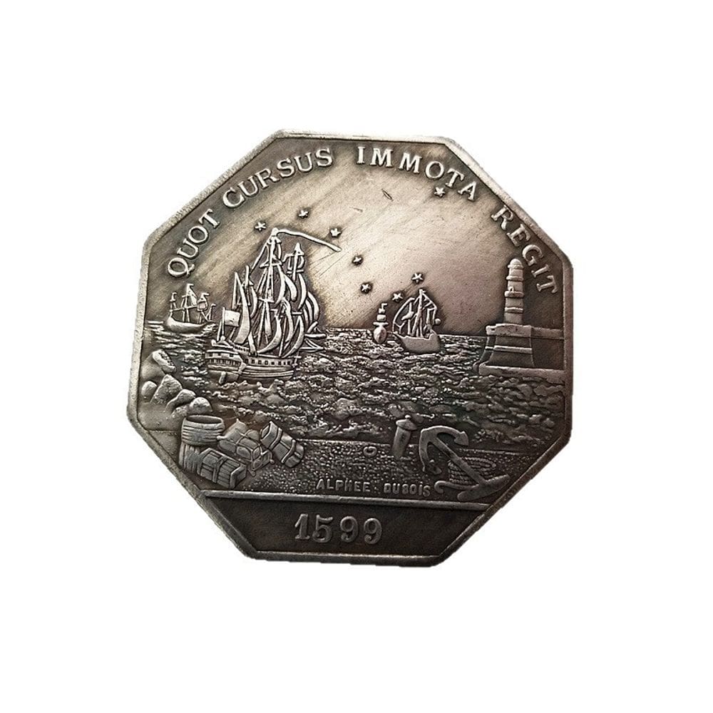 Réplica de moeda comemorativa do veleiro octogonal 1599