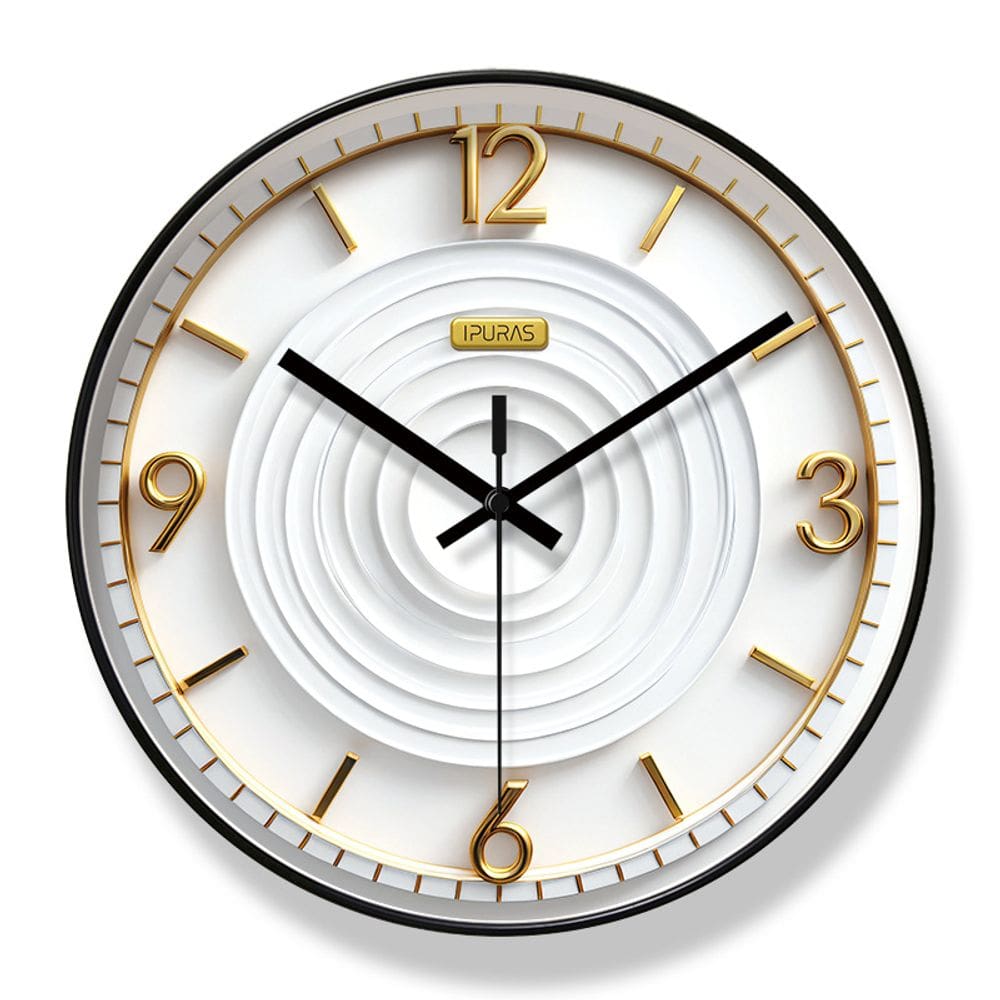 Relógio de parede Nordic Luxury Style 30 cm branco silencioso com ouro
