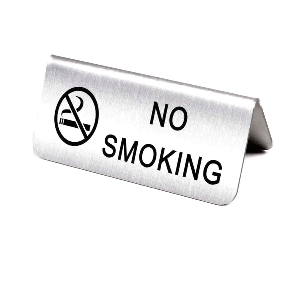 Tenda de mesa, placa para não fumar, aço inoxidável, 10 x 6 cm, 2 unidades