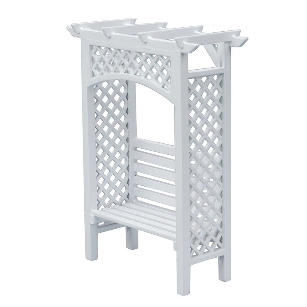 Mandril de madeira em miniatura em escala 1:12 branco com banco