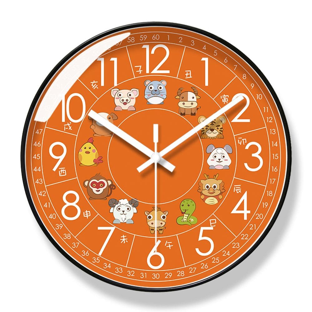 Relógio de parede Cartoon Zodiac 12 Silent Non-Ticking Quartz