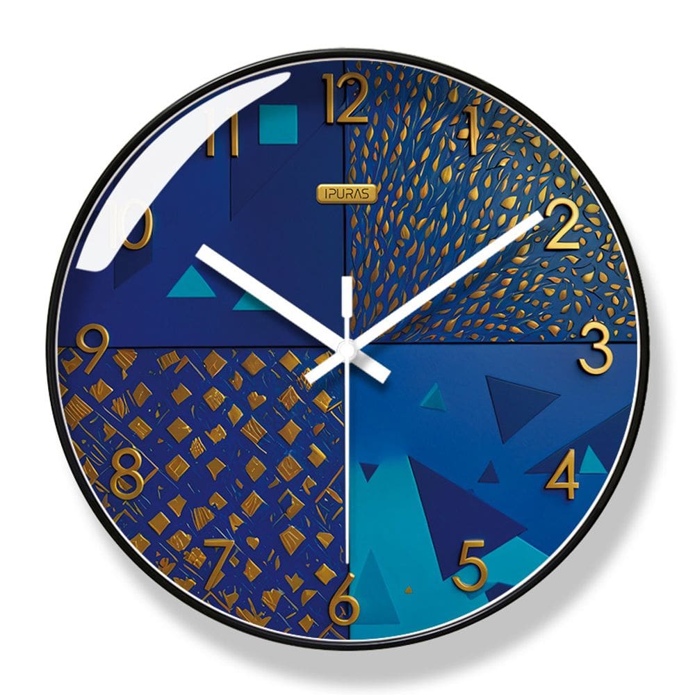 Relógio de parede com design geométrico moderno, quartzo silencioso de 30 cm