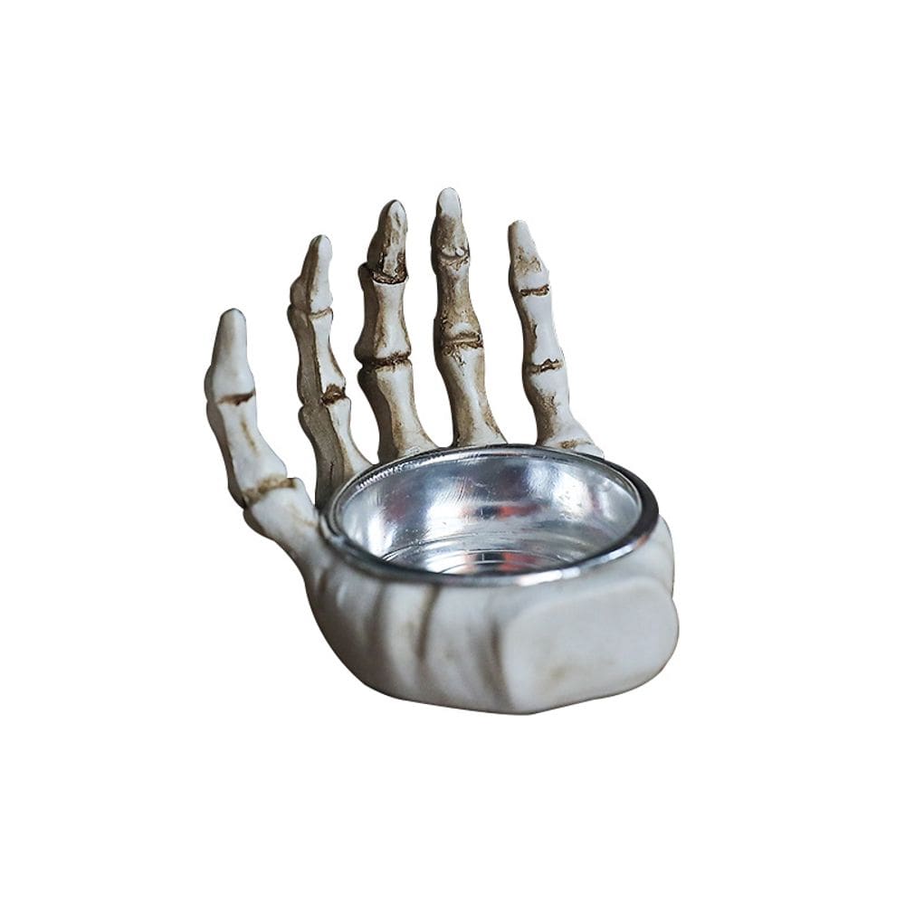 Escultura em suporte de vela, esqueleto, mão, resina de Halloween