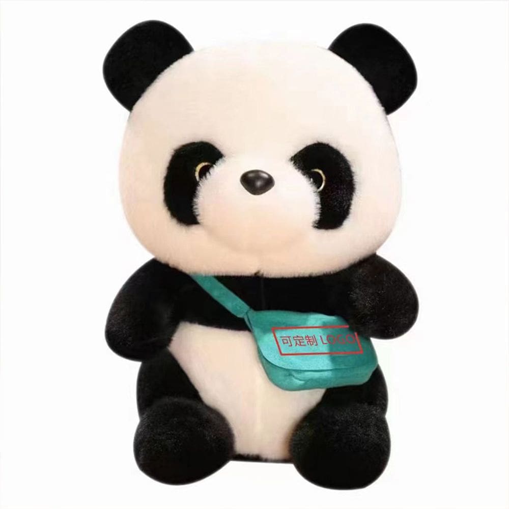 Boneca de brinquedo de pelúcia Cute Panda 25 cm com bolsa de logotipo personalizável