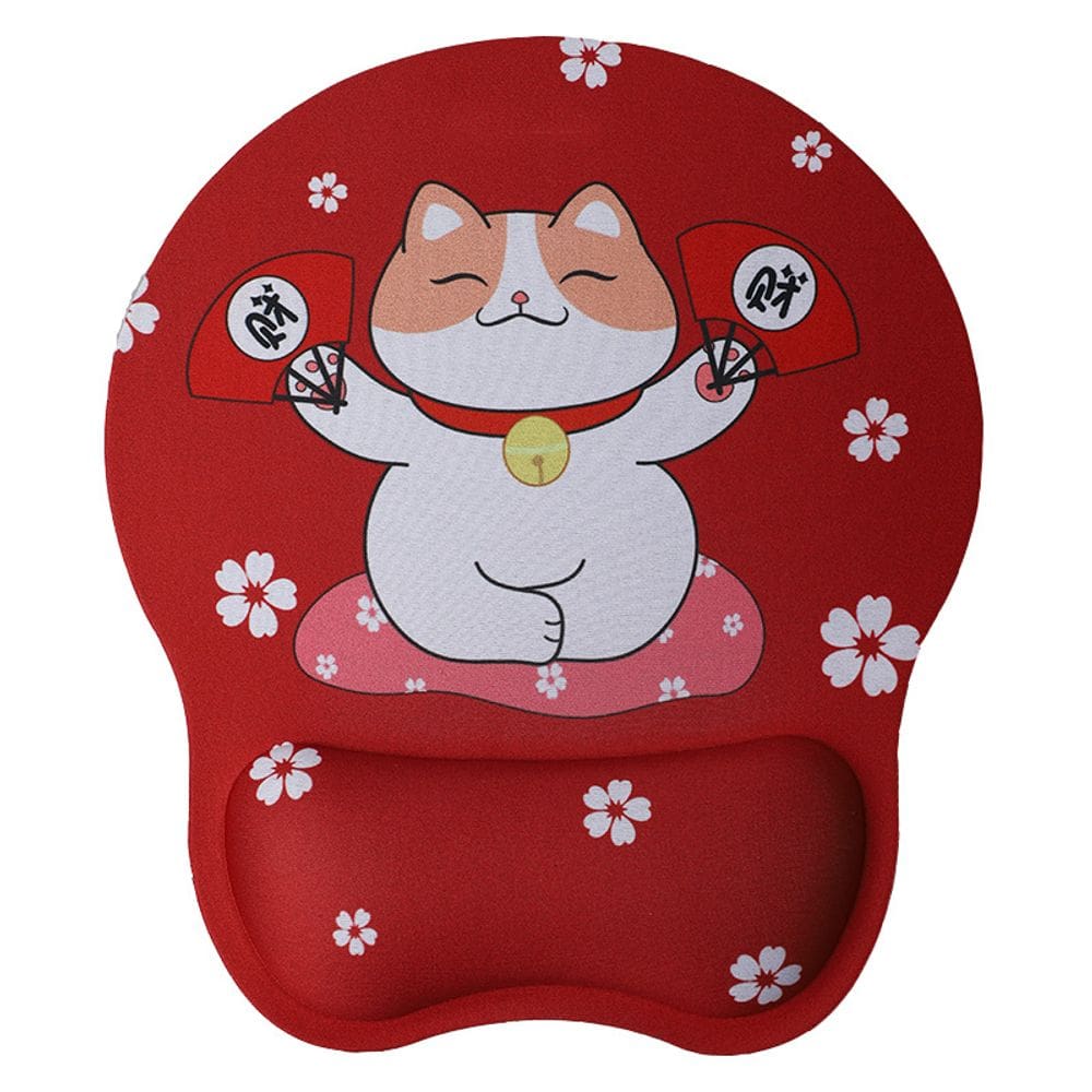 Mousepad Cute Maneki Neko Cat com apoio de pulso em espuma viscoelástica