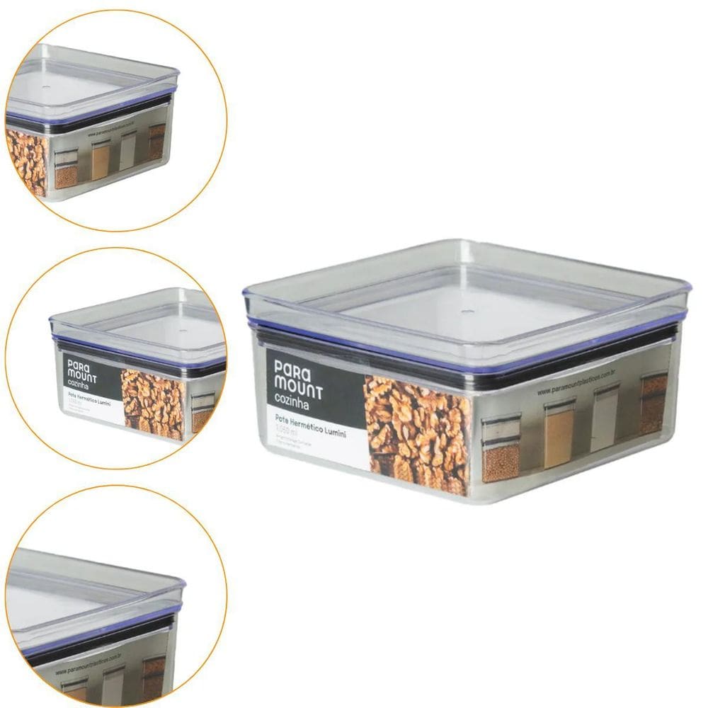 Pote Para Alimentos Tampa Hermética Lumini 1.060Ml Bpa Free