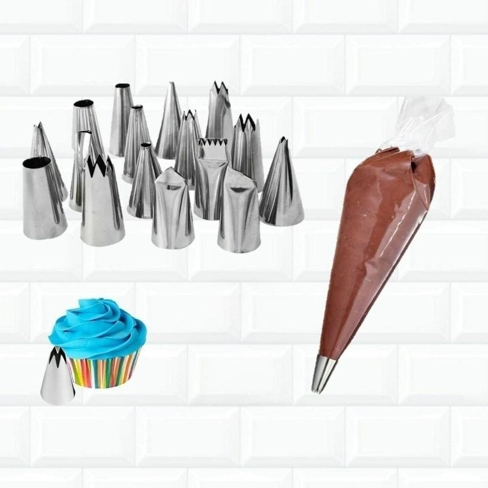 Kit Confeiteiro Bicos De Confeitar + Saco De Confeitar + 1M