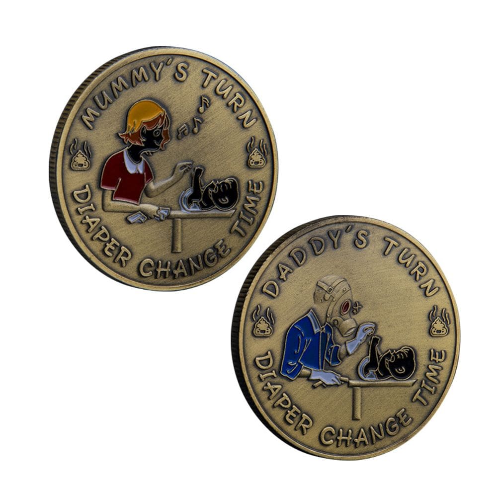 Moeda comemorativa Moeda engraçada para decisão de troca de fraldas