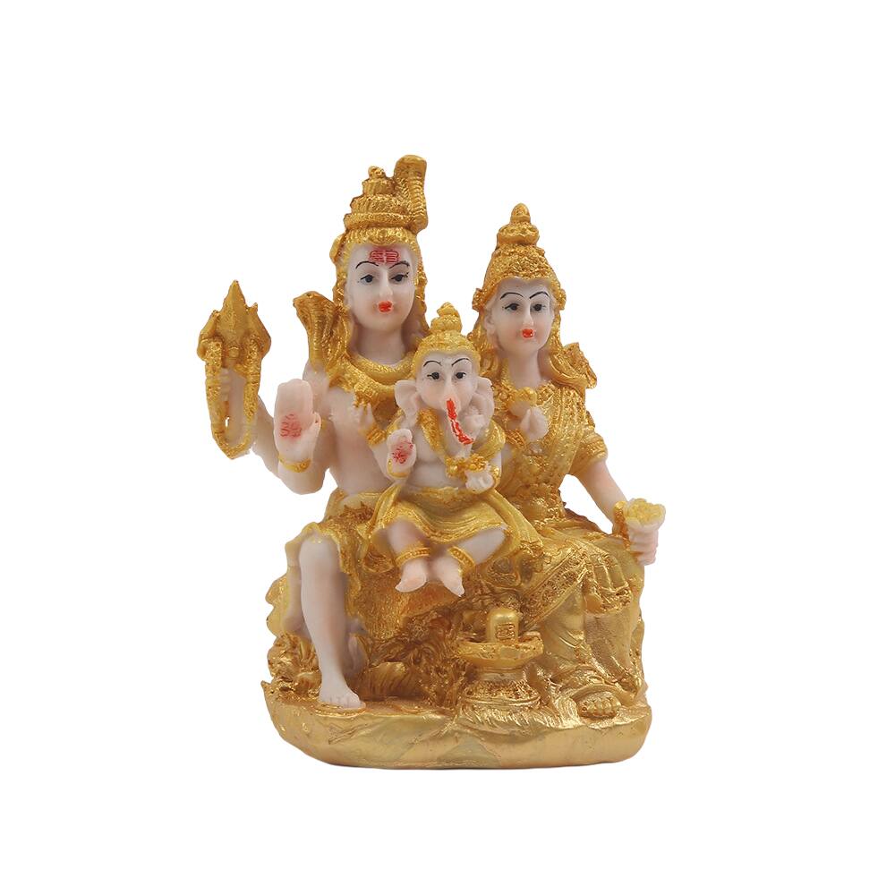 Estátua da Deusa Lakshmi e Ganesha Escultura em resina de 12,5 cm