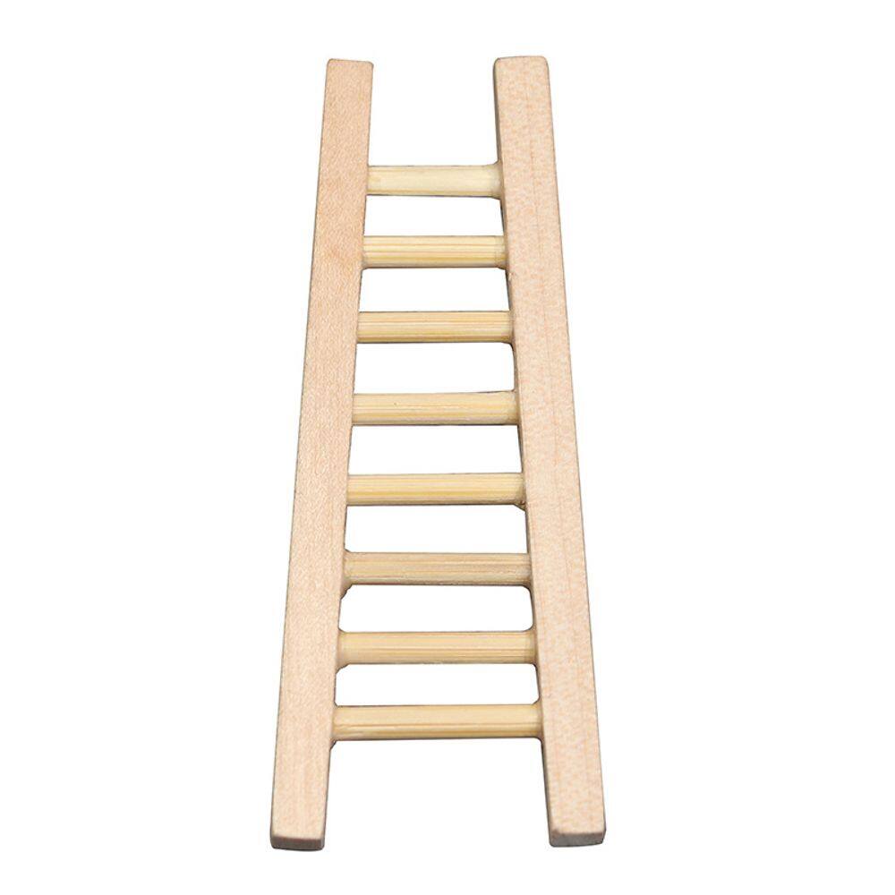 Móveis de casa de bonecas com escada de madeira em miniatura em escala 1:12