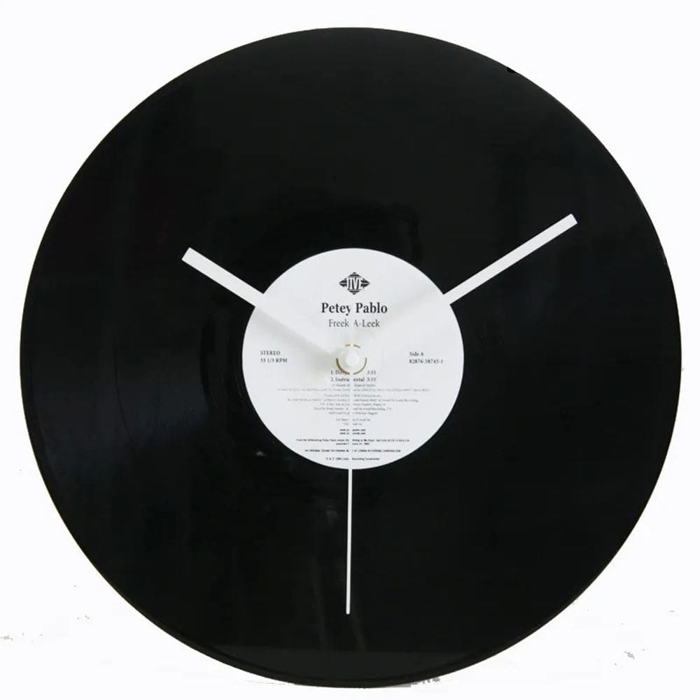 Relógio de parede vintage com design de disco de vinil 30x30cm em metal