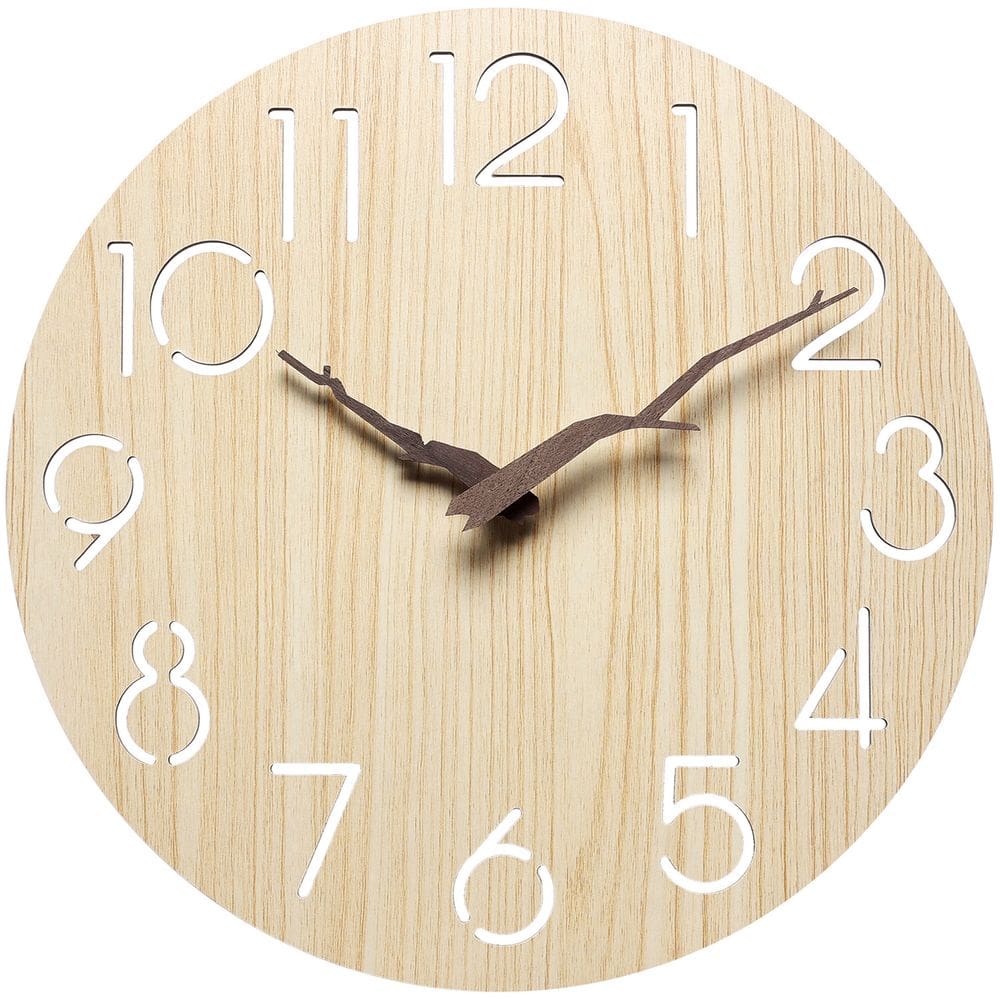 Relógio de parede minimalista de madeira de 30 cm, sem tique-taque, Silent Quart