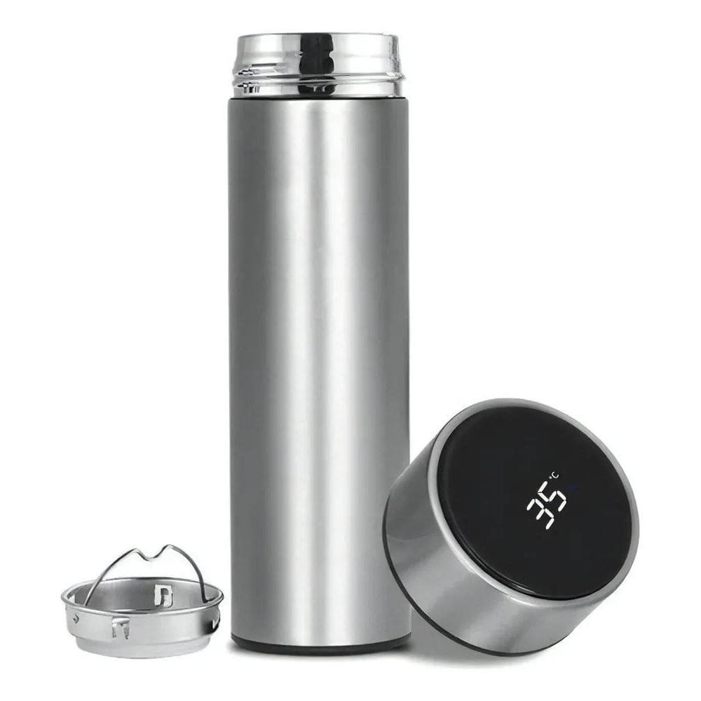 2X Garrafa Térmica De Inox Com Termômetro 500Ml Garrafinha Á