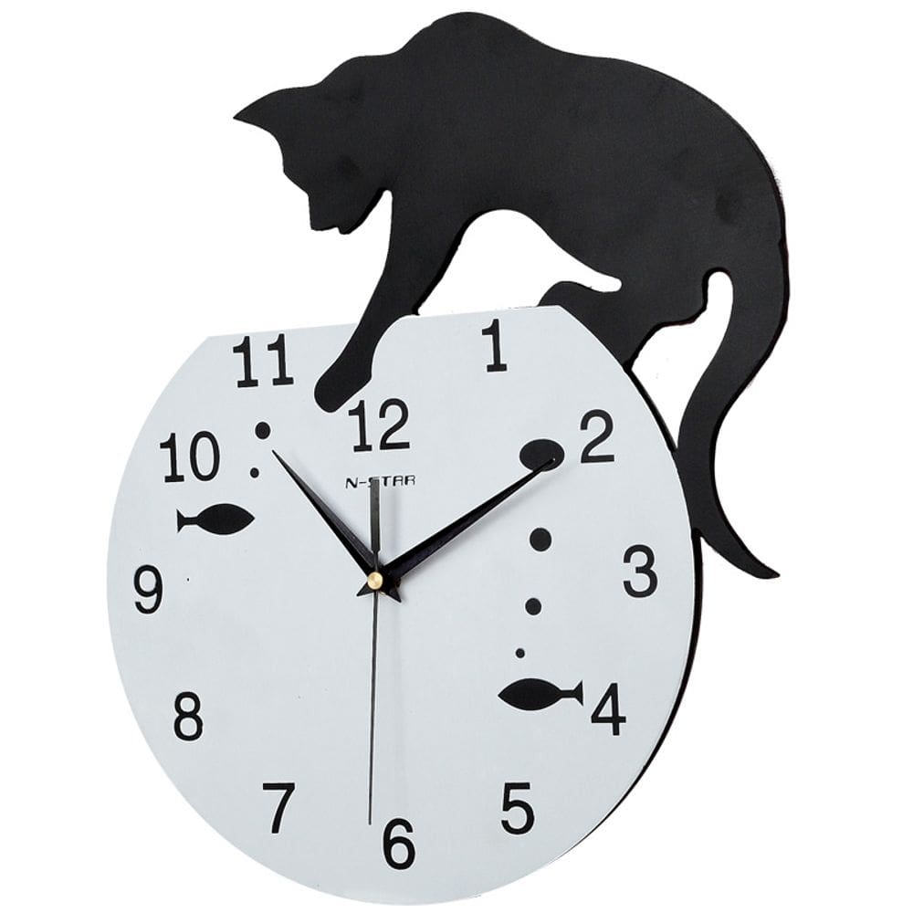 Relógio de parede Cat Modern Nordic Design 29x35cm Metal 1kg