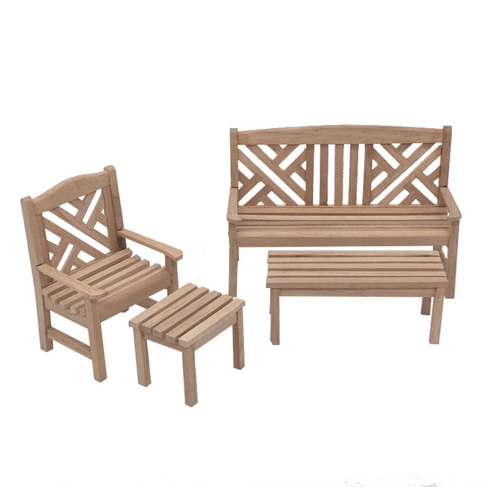 Conjunto de móveis Dollhouse Miniature 1/12 Scale Outdoor Wood