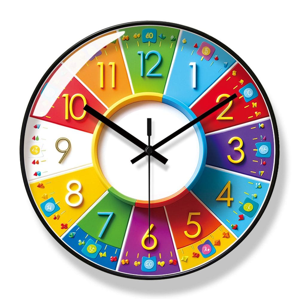 Relógio de parede criativo colorido de 30 cm com design moderno