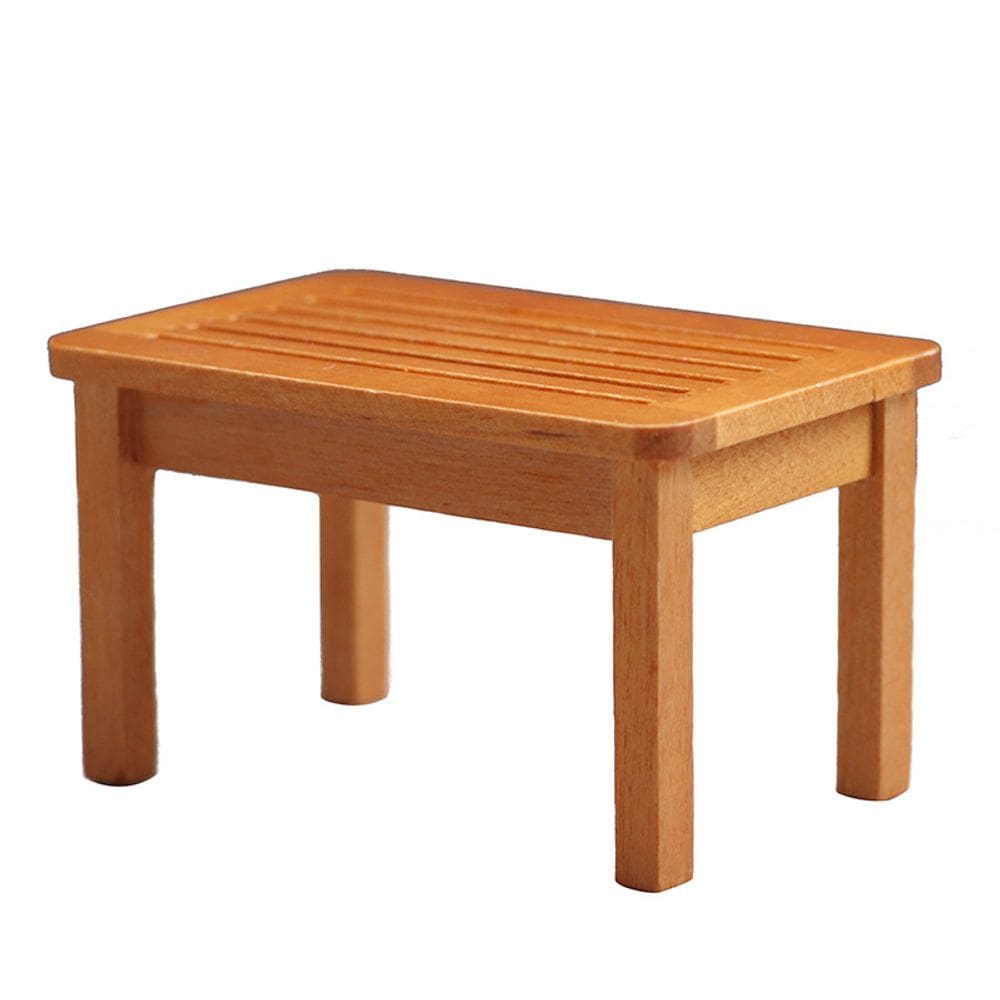 Mesa de banco de móveis Dollhouse em miniatura em madeira em escala 1:12