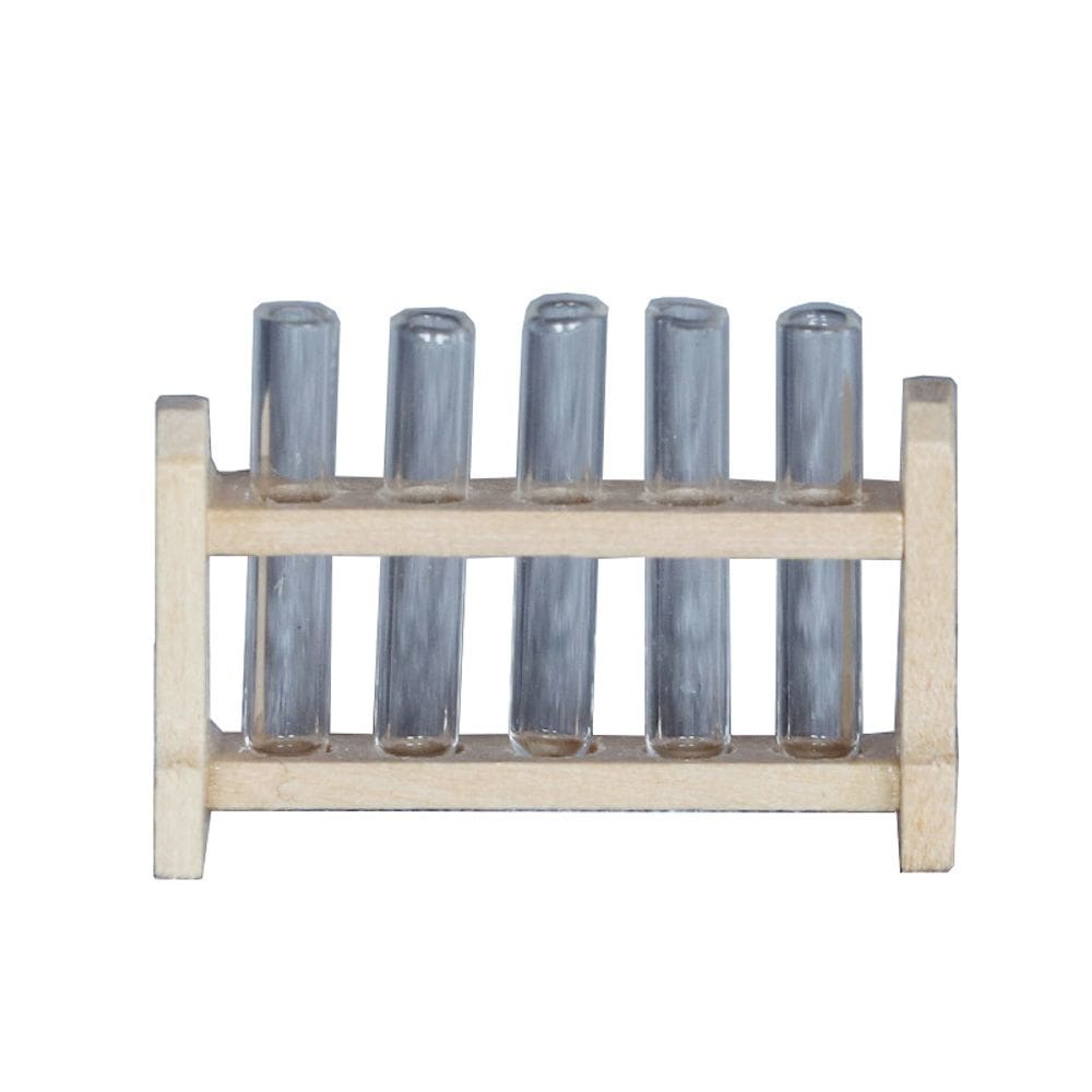 Tubos de ensaio de laboratório em miniatura Dollhouse Furniture com rack de madeira