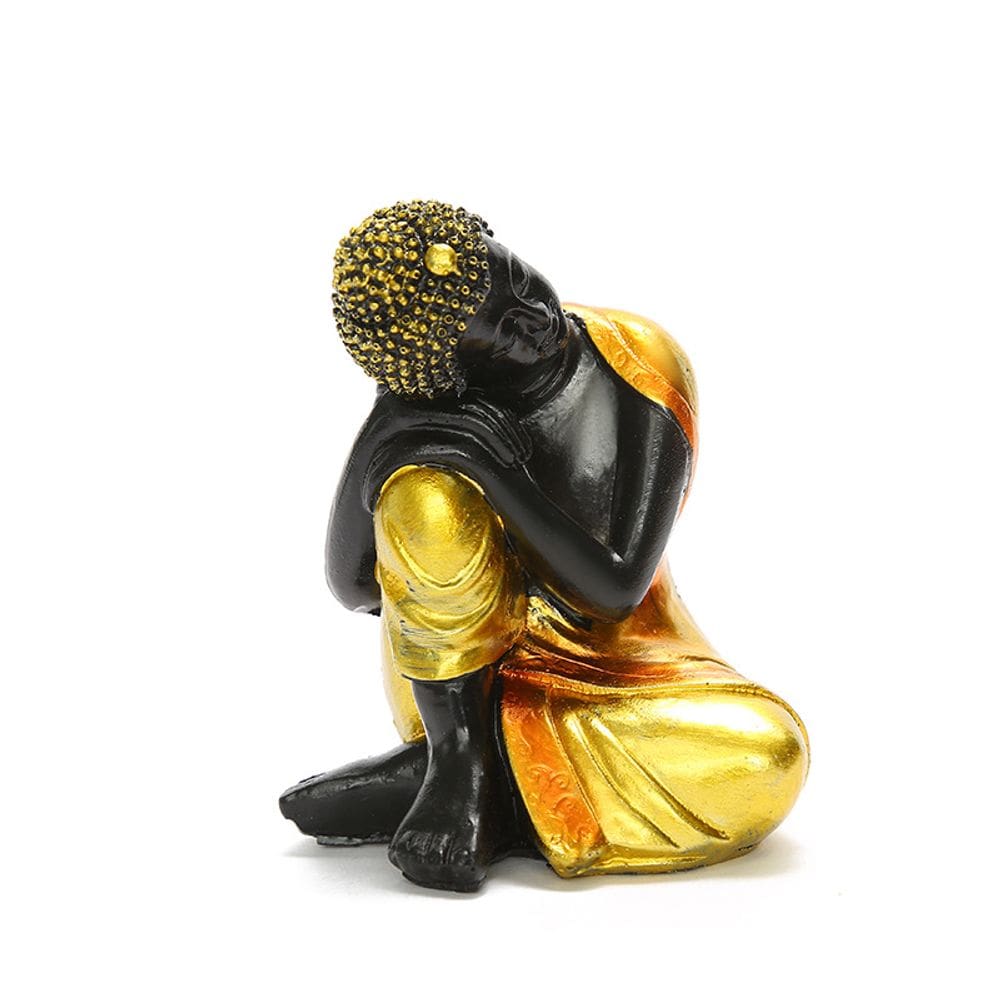 Escultura em resina de pose de descanso de Buda indiano 6x5,5x9cm