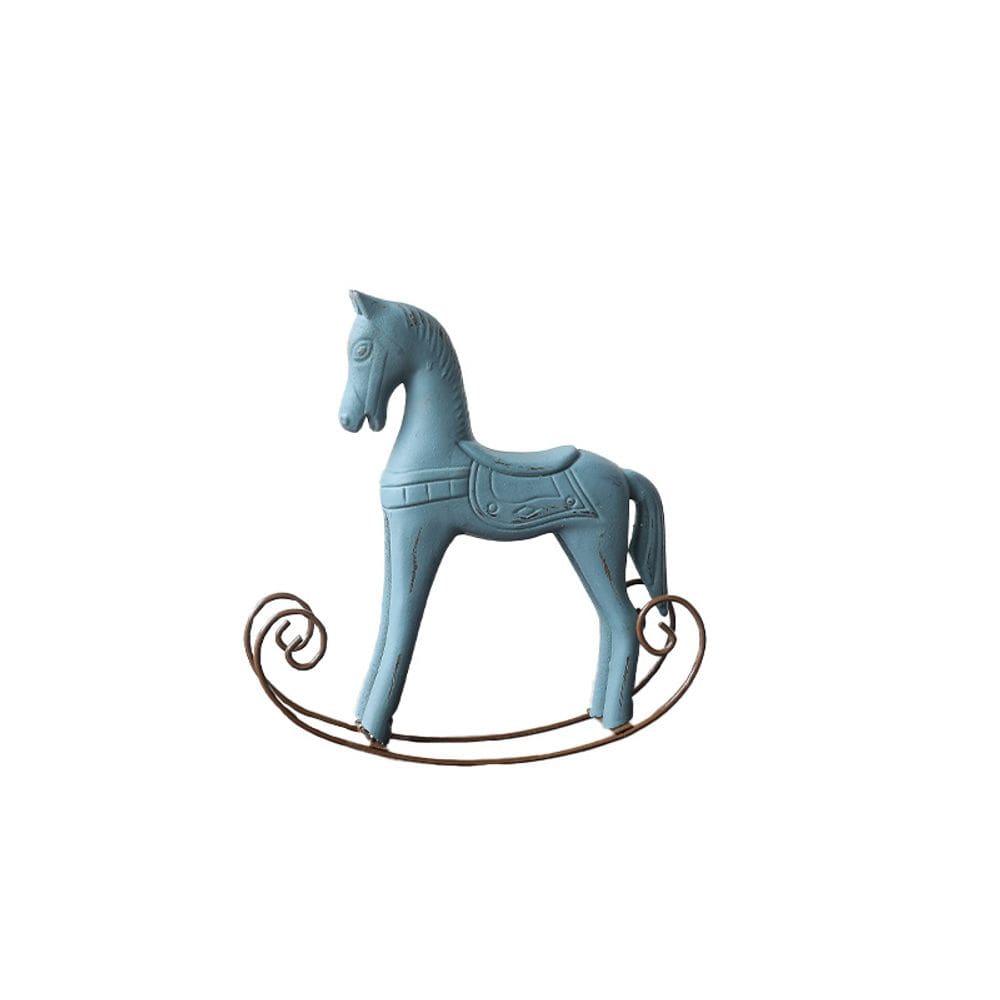 Estátua de escultura vintage Nordic Rocking Horse Decorative R
